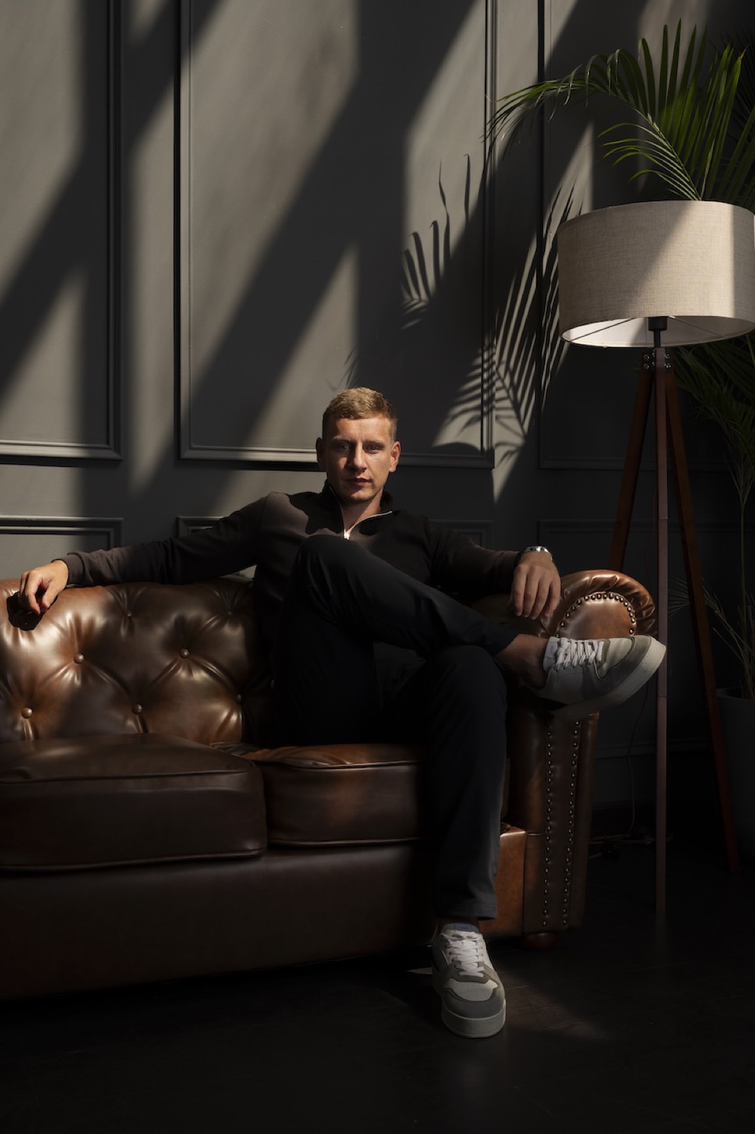 Leadership portrait in a dark office