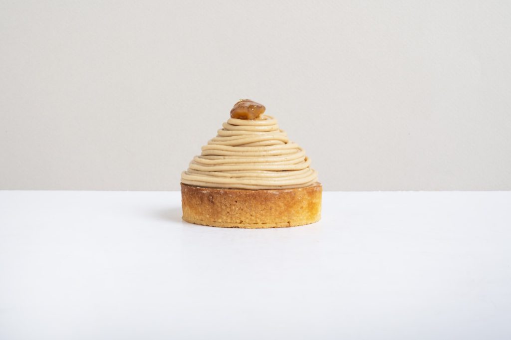 Mont blanc pastry on a white table